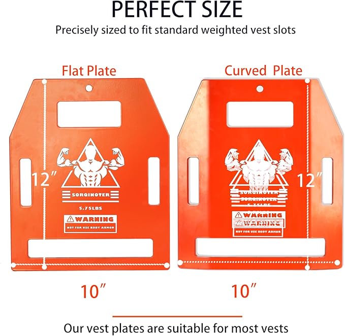 Universal Weight Vest Plates - 8.75lb & 5.75lb Curved/Flat Pair Set, Compatible with Most Vests for Strength, Cardio & Home Gym Training