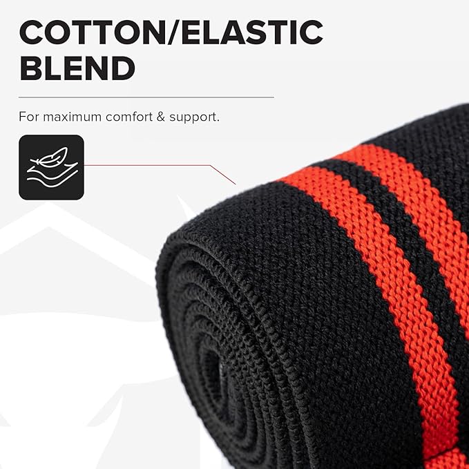 Elbow Wraps for Weightlifting (1 Pair) - 50" Elastic Elbow Braces for Weight Lifting - Elbow Support for Bench Press, Powerlifting, Fitness, & Gym Workout - Gym Elbow Straps Weightlifting - Elbow Compression Strap Brace