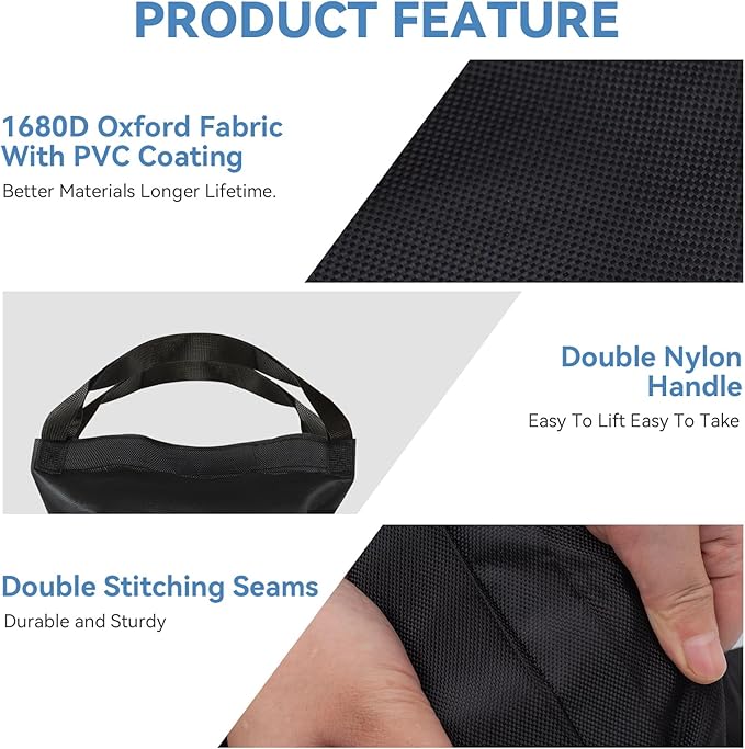 Sand Bags for Canopy Legs Empty Sandbags for Weight, Canopy Tent Weights Set of 4 Heavy Duty 1680D Pop Up Tent Weights Bags (Black, 150LBS)