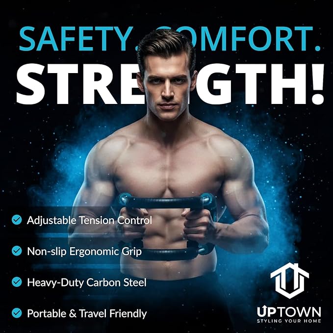 Uptown Twister arm Trainer- Adjustable Resistance (40-140 lbs) Chest Workout Equipment for Men and Women, Forearm Strengthener, Perfect for Home Gym and Calisthenics Equipment Lovers