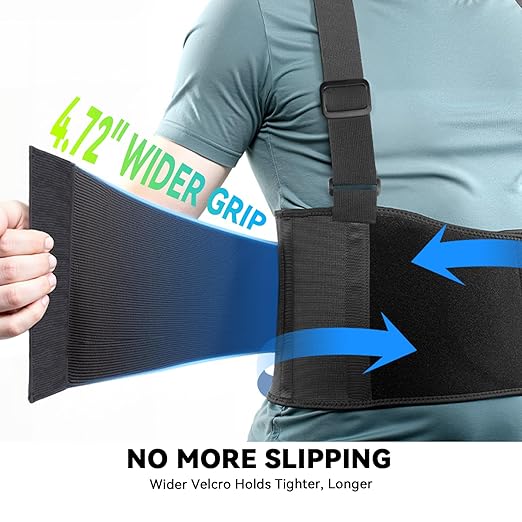 Work Back Brace for Men & Women, Adjustable Lower Back Support Belt for Sciatica, Herniated Disc, Pain Relief, Moving Construction Warehouse Heavy Lifting Safety & Protection (Black, Small)
