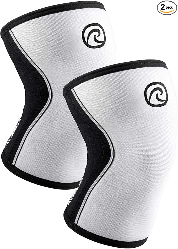 Rehband 5mm Knee Sleeves for Functional Training, Cross-Training & Powerlifting, Weightlifting Knee Support made of Neoprene, Unisex, Colour:White - 1 Pair, Size:Medium