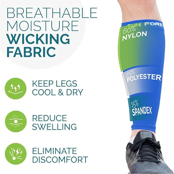 Run Forever Calf Compression Sleeves for Men and Women - Leg Compression Sleeve - Footless Compression Socks for runners