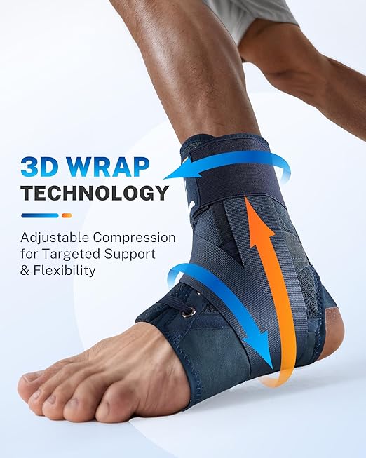 Ankle Brace for Men Women with Quick Lace Up, Adjustable Figure 8 Compression Support for Achilles Tendonitis, Ankle Sprain & Swelling Relief for Volleyball, Running & Daily Wear, S