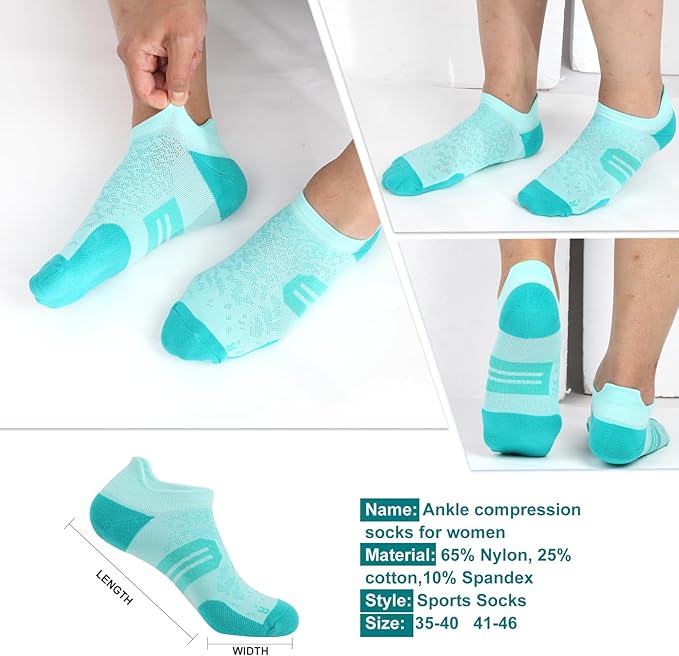 BUDERMMY Womens Ankle Compression Socks with Arch Support Athletic Low cut Running Socks for Women Workout Cushion 5 Pairs