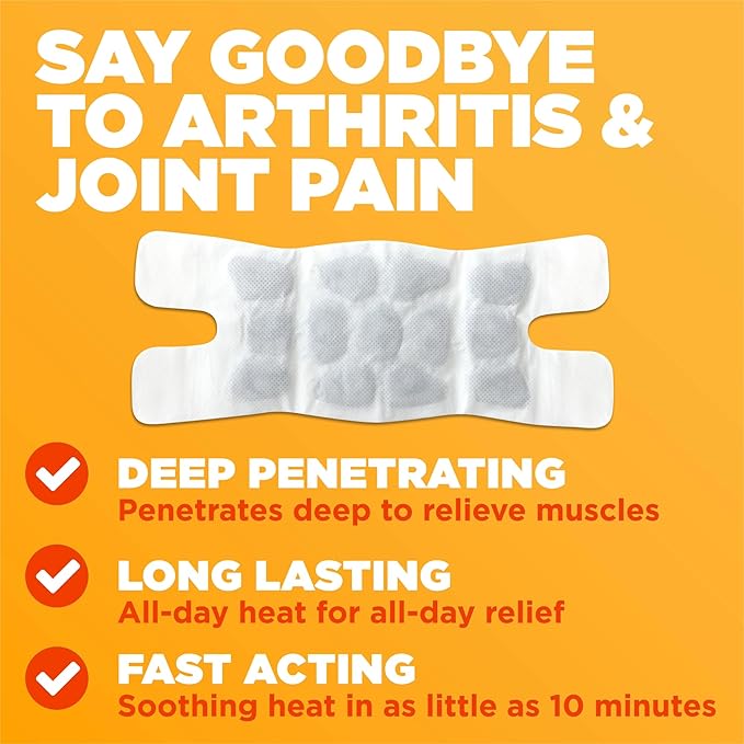 ThermaCare Arthritis Heat Wraps - Targeted Joint Pain Relief for Hands, Wrists, & Knees - 8-Hour Therapeutic Heat Therapy - Flexible, Discreet, & Portable - Drug-Free (6-Count)