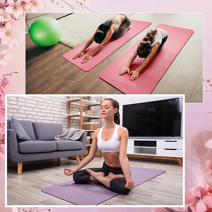 Timgle 6 Pcs 10mm Thick Yoga Mat Bulk 68 x 24 Inches Anti-slip Tear-resistant Exercise Mat Adult Gym Mats for Fitness, Stretching, Workout and Studio, Outdoor Yoga, Pilates