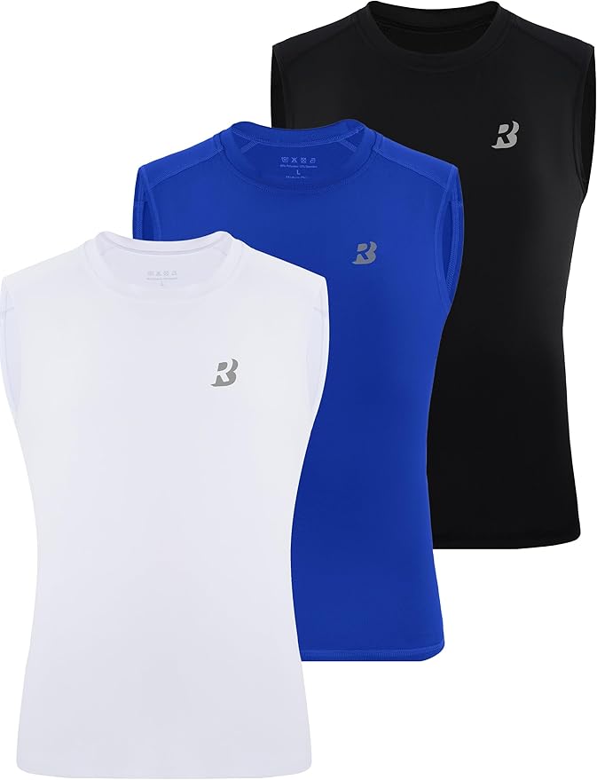 Roadbox Boys Youth Sleeveless Compression Shirt, Quick Dry Kids Football Undershirt, Athletic Soft Tank Tops Sport Basketball