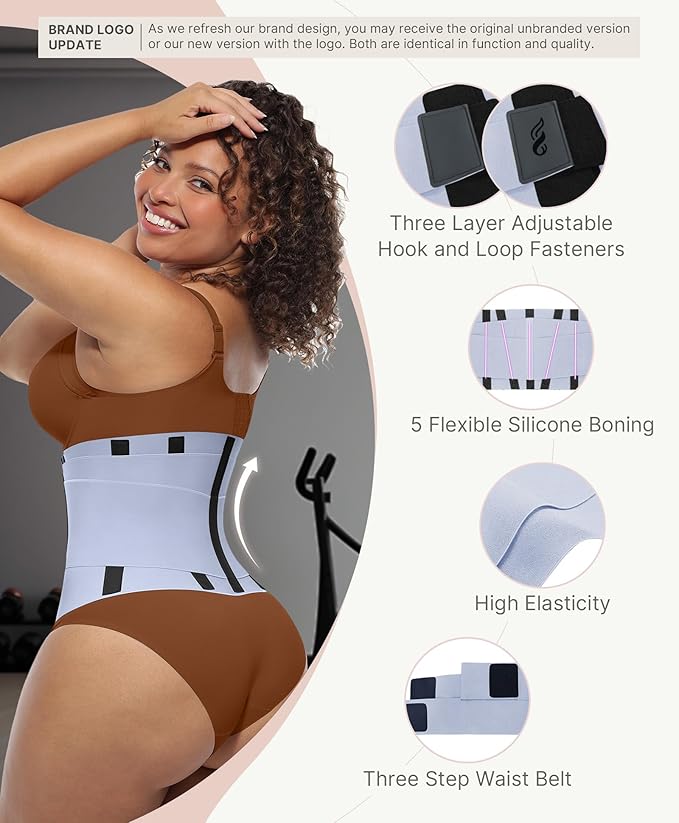 FeelinGirl Waist Trainer Belt Waist Cincher Trimmer Ab Belt Tummy Control Body Shaper with Triple Wrap Women and Men