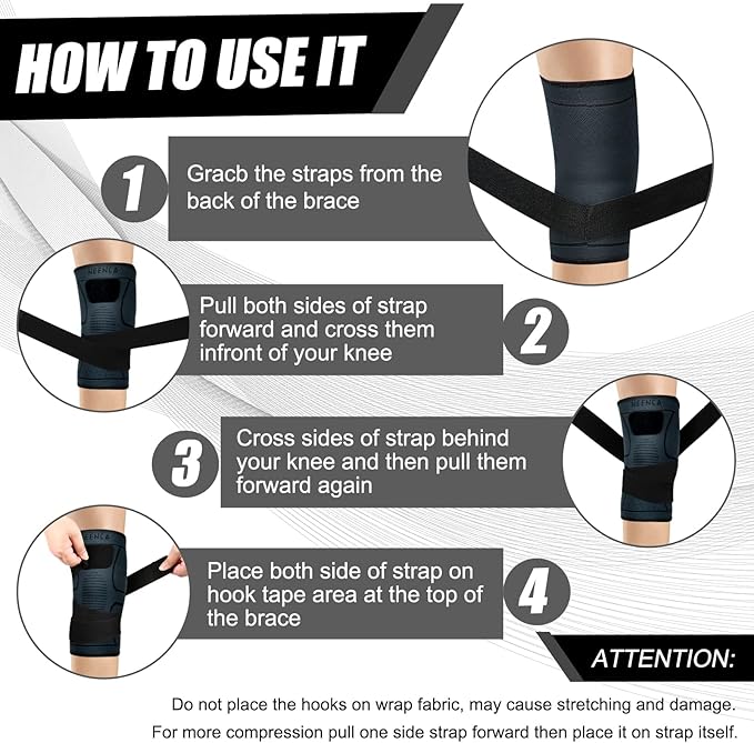 NEENCA Knee Braces for Knee Pain- 2 Pack Knee Sleeves for Pain Relief Set, Knee Compression Sleeves with Adjustable Straps for Best Fit, for Sports, Runner, Meniscus Tear, ACL, Arthritis, Joint Pain..