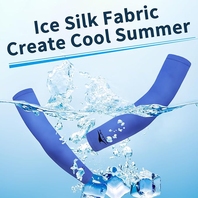 Achiou Cooling Ice Silk Arm Sleeves, Summer UV Sun Protection Compression Sleeves UPF 50+ for Women Volleyball Youth Sports