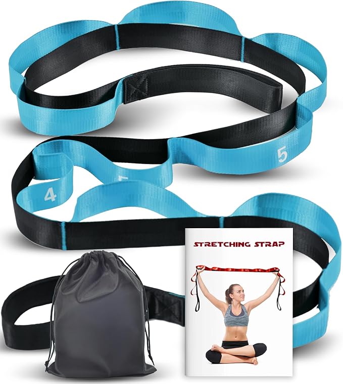 Acozycoo Stretching Strap with Loops for Physical Therapy,Yoga Strap for Stretching,Home Workout,Pilate & Flexibility Training,Non-Elastic Exercise Stretch Band for Hamstring,Leg Stretcher Belt,Flexibility Fascia