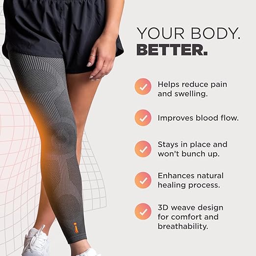 Incrediwear Leg Sleeve – Full Length Long Leg Sleeve for Leg Pain Relief & Muscle Recovery, Helps Reduce Swelling & Inflammation, Promotes Circulation, Leg Sleeves for Men & Women (Charcoal, X-Large)