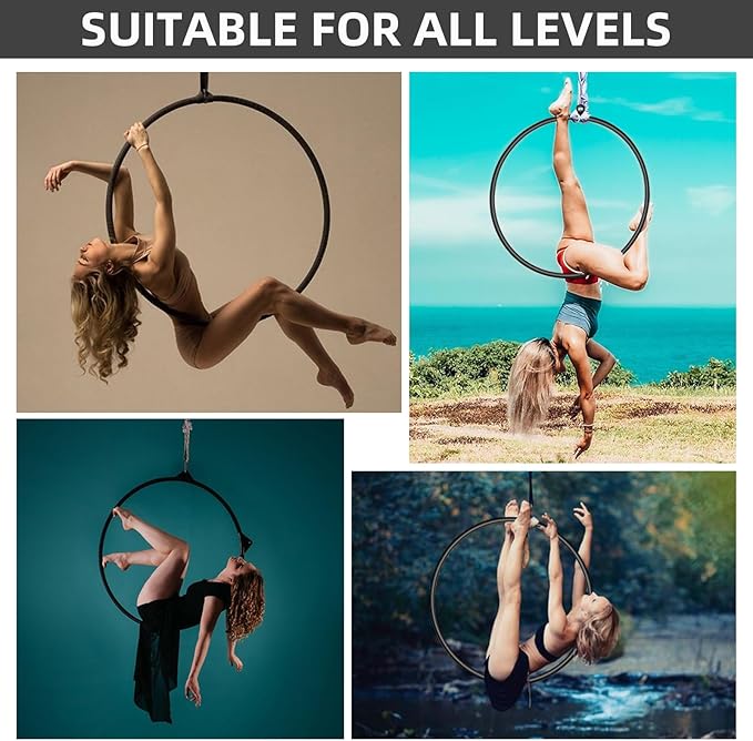 PRIOR FITNESS Aerial Lyra Hoop Set for Adults Suspension Professional Ring Fitness Stainless Steel Single Point Aerial Hoop Equipment Kit(Tube Dia:25mm and 32mm)