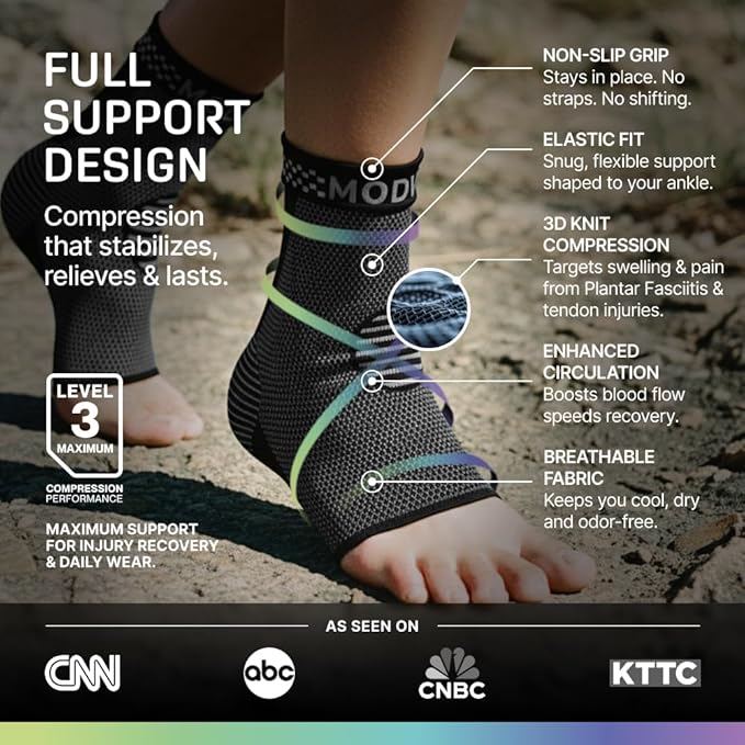 Modvel Ankle Brace for Women, Ankle Brace for Men, Ankle Support Compression Socks Foot Support Wrap, Sprained Ankle Sleeve, Achilles Tendonitis Brace, Plantar Fasciitis Relief, Foot Pain, Swelling