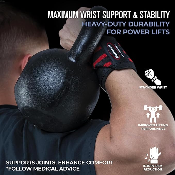 Rip Toned Wrist Wraps for Weightlifting – USPA & USAPL Approved 18" Wrist Straps for Powerlifting – Adjustable, Durable Gym Wraps with Thumb Loop – Maximum Support for Men & Women