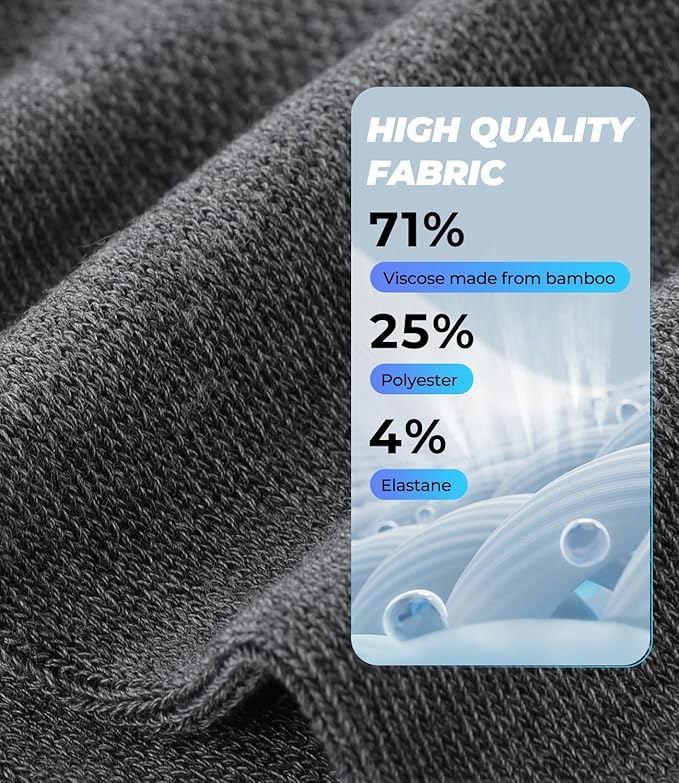 BAMBOO COOL Men's Ankle Socks Athletic Low Cut Heel Tab Cushioned Moisture Wicking, Running Arch Support Breathable, 8 Pack