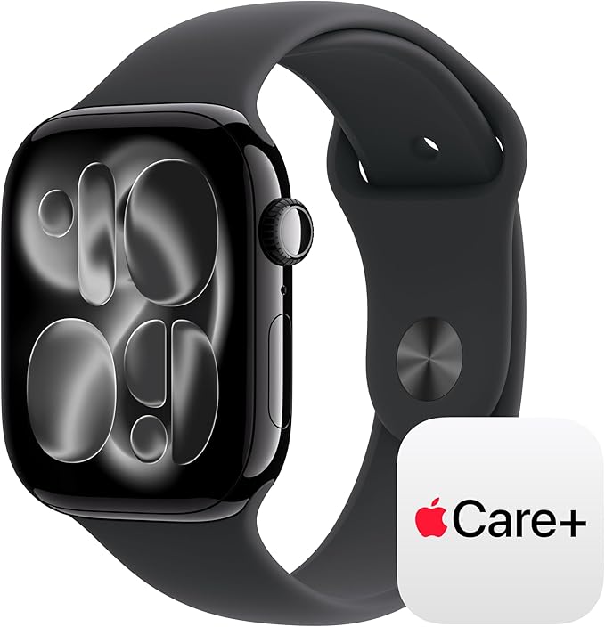 Apple Watch Series 11 [GPS + Cellular 46mm] Smartwatch with Jet Black Aluminium Case with Black Sport Band - M/L. Sleep Score, Fitness Tracker, Health Monitoring with AppleCare+ (2 Years)