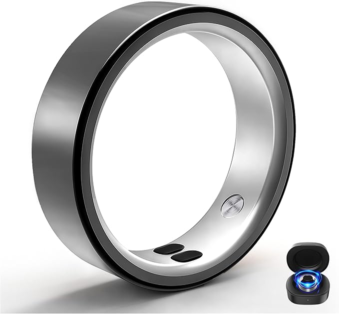 Smart Rings for Women Men,Sleep Tracking Wearable,Fitness Tracker Ring with Step/Heart Rate/Blood Oxygen/Distance/Calorie,Clock Vibration,No Subscription Fee,5ATM Waterproof, iOS&Android(Black 6)
