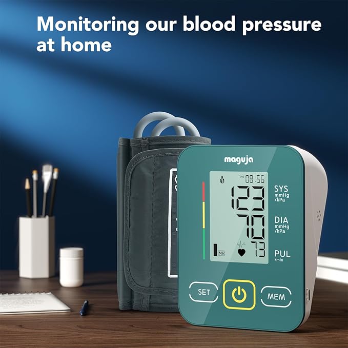 Arm Blood Pressure Monitor,maguja Blood Pressure Machine,BP Monitor Automatic Upper Arm Digital with Blood Pressure Cuff for Home Use (Green)