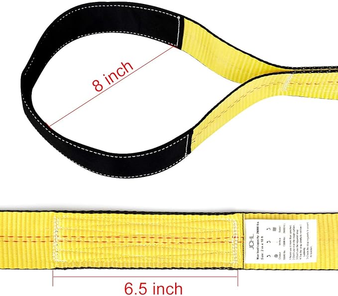 Lift Sling Straps 10'x2 15,000 Pound Capacity 2-Pack Heavy Duty Lifting Slings Web Sling Tree Saver Recovery Strap Web Sling Winch Strap Yellow