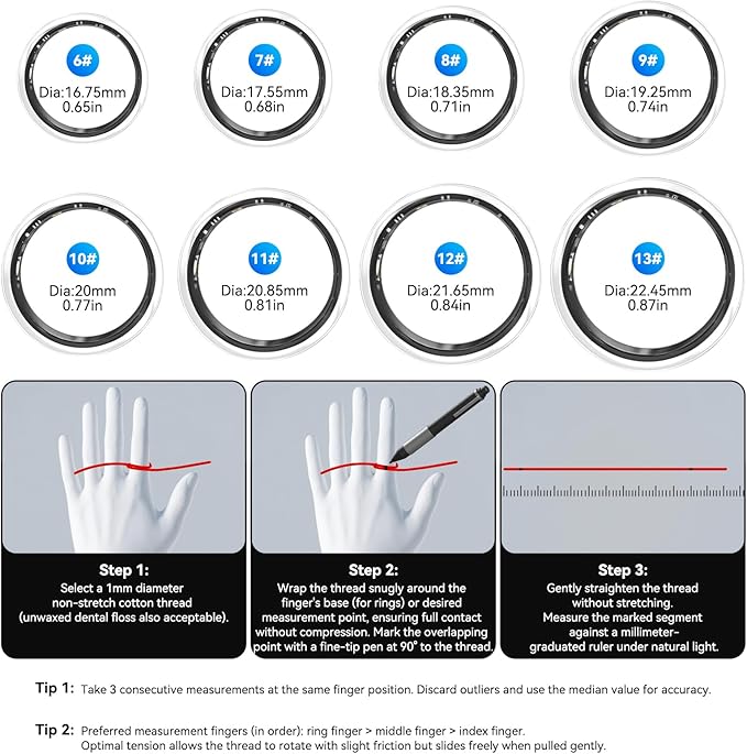 Smart Fitness and Activity Ring for Men and Women - Track Heart Rate Stress Sleep Steps and Blood Oxygen, 10ATM Waterproof Fitness Tracker for iPhone and Android, No Subscription Fee, Size 9