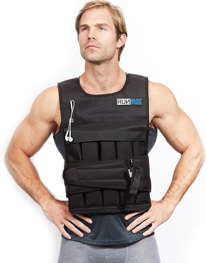 RUNmax Pro Weighted Vest 12lbs/ 20lbs/ 40lbs/ 50lbs/ 60lbs with Shoulder Pads Option
