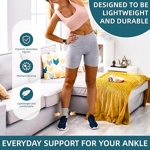 NeoTech Care Ankle Support Sleeve - Open Heel, Light, Elastic & Breathable Knitted Fabric - Medium Compression - For Men, Women, Kids - Right or Left Foot (Gray Color, Size S, 1 Pair)