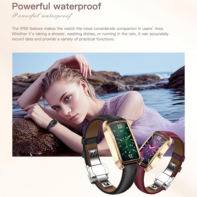 Elegant Smart Watch for Women Fitness Tracker with Step Counter Calorie Tracker Heart Rate Monitor Sleep Tracker IP68 Waterproof Activity Tracker Bracelet with AMOLED Touchscreen for iOS Android