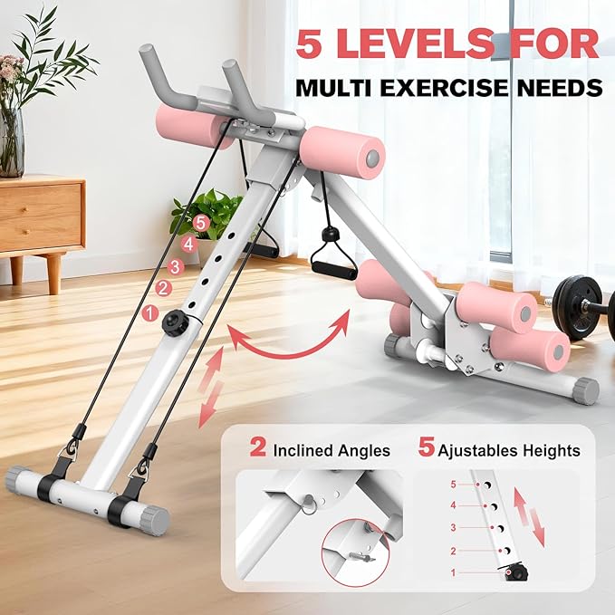 DERACY Ab Workout Machine Adjustable Ab Trainer Abdominal Trainer for Home Gym Foldable Ab Crunch Machine for Core 440 LBS