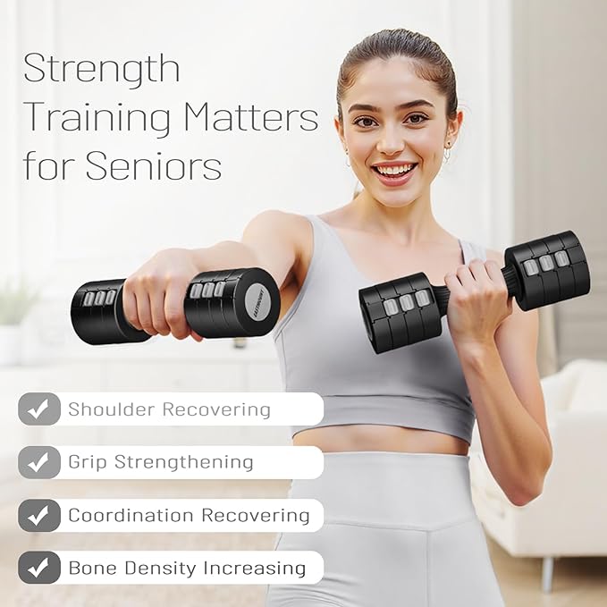 EAST MOUNT Adjustable Dumbbells 5 lb Dumbbells Set of 2 / Pair 10 lb Total Free Weights 6 in 1 Women Hand Weights for Home,Office,Gym Exercise Training 2lb 3lb 4lb 5lb Fast Adjust