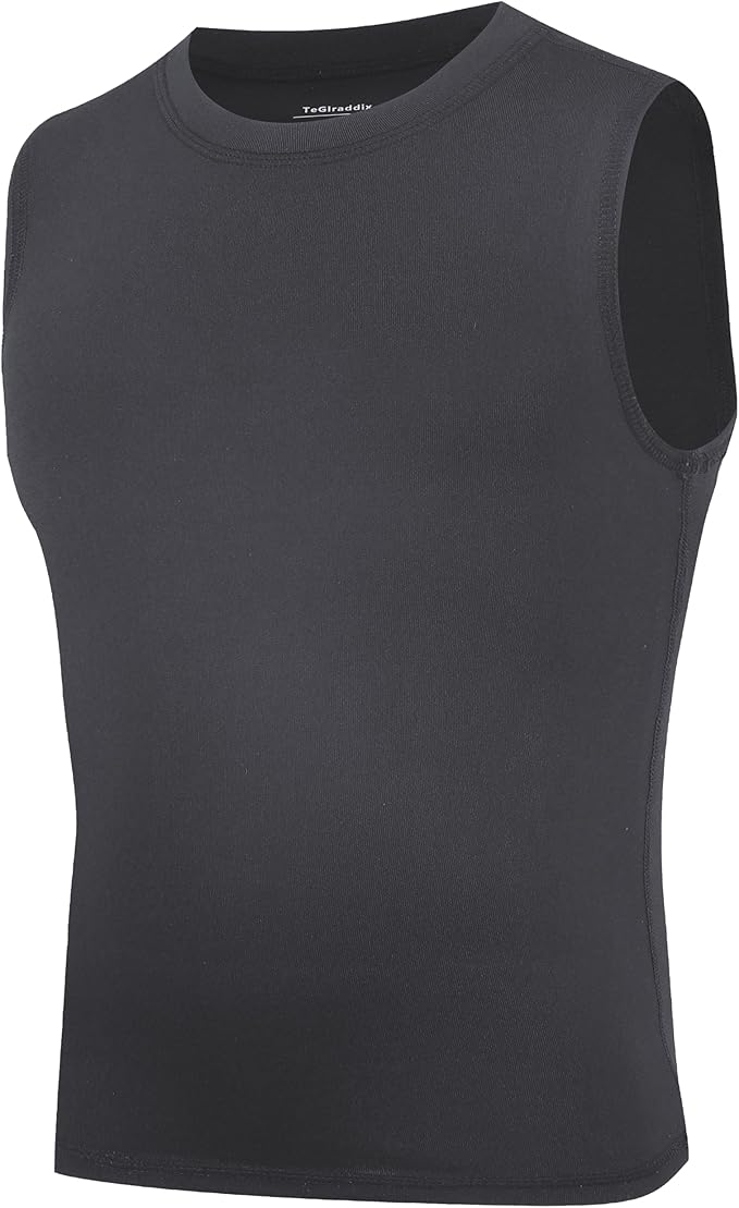 Youth Boy Girls Sleeveless Compression Shirt Kid Athletic Tank Top Quick Dry Basketball Football Undershirt