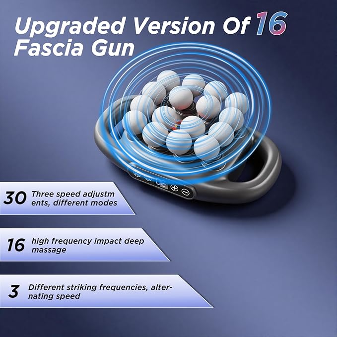 16-Head Massage Gun Kit, With 3 Modes And 30 Levels Of Adjustable Strength, Electric Deep Tissue Massager For Neck, Shoulder, Back, Leg Muscle Pain Relief, Ideal Gift For Women, Men, Moms And Dads