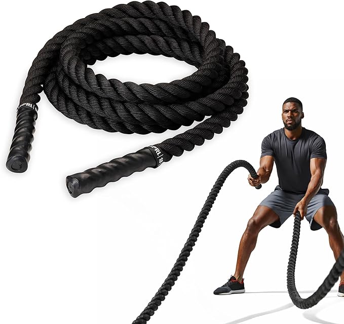 SPRI Battle Rope - Weighted Rope for Strength Training, Working Out, and High-Intensity Workouts for Building Stamina and Endurance - Durable Conditioning Rope - 18ft Long with 1.5" Thickness