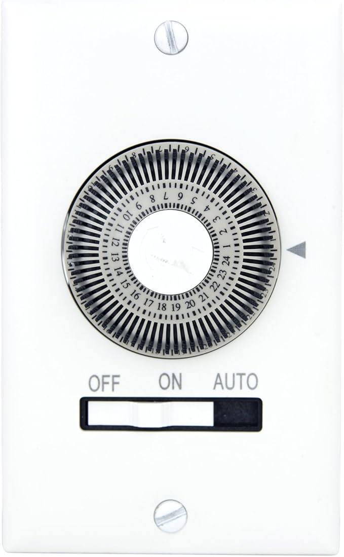 Sunlite 05014-SU 15-Amp Programmable in-Wall Timer, Heavy Duty, 20 Minute Intervals, Manual On/Off/Auto Override, UL Listed
