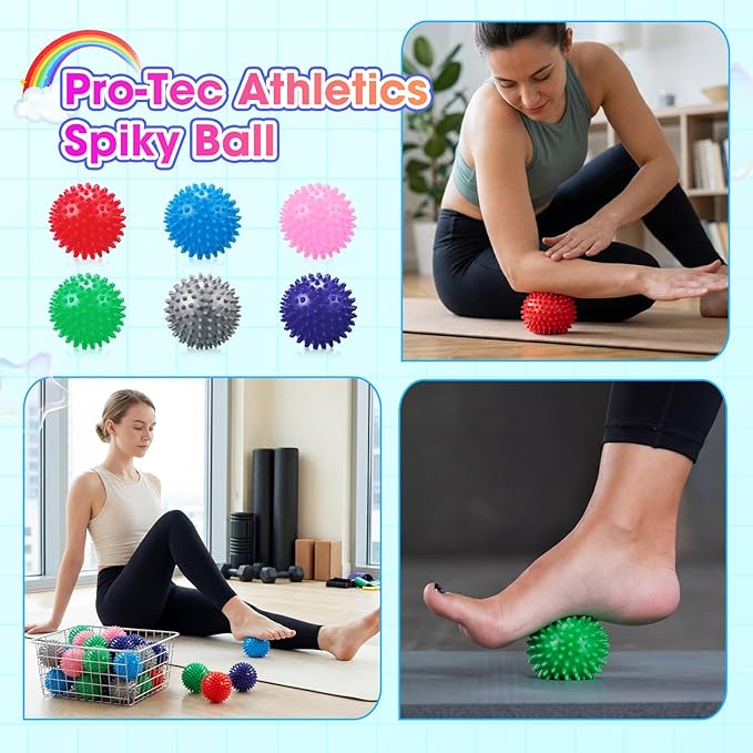 Liliful 24 Pcs Spiky Massage Ball Hard Foot Ball Roller Massager Firm Foot Arch Trainer 3 Inch for Deep Tissue Plantar Fasciitis Back Hands Muscles Soreness Exercise (Mixed Color)