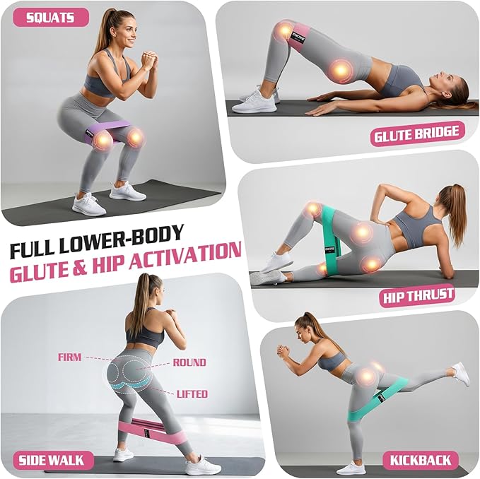15PCS Fabric Resistance Bands for PT& Yoga Class, Athletes Training, Home Gym Exercise, Non-Slip Booty Bands Bulk Set for Glute, Leg Bands for Women, 3 Resistance Levels with Carry Bag