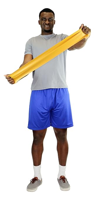 Cando - 1212150 - 1212150 CanDo Low Powder Exercise Band, 6 yard Roll, 5 Piece Set (Tan, Yellow, Red, Green, Blue, Black, Silver, Gold)