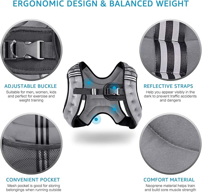 Henkelion Weighted Vest Weight Vest for Men Women Kids Weights Included, Body Weight Vests Adjustable for Running, Training Workout, Jogging, Walking