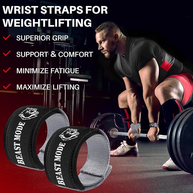 TECEUM Lifting Straps for Weightlifting Gym Strength Training - Wrist Straps with Neoprene Padded Cotton - Men & Women – Ideal for Powerlifting, Bodybuilding & Deadlifts