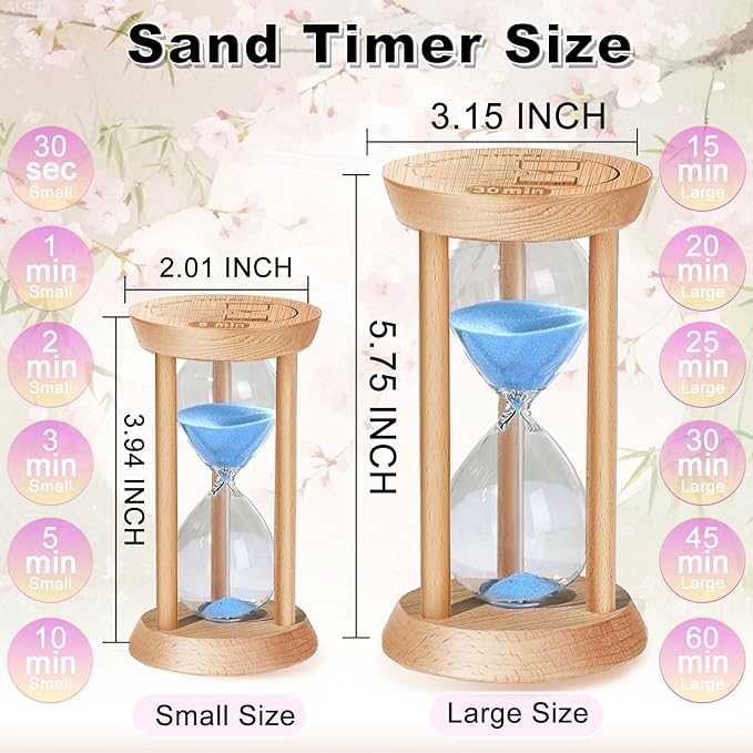 Wooden 15 Minute Sand Timer, 15 Min Hourglass, Reloj De Arena, Hour Glass SandWatch for Home, Office, Decorative, Game, Classroom