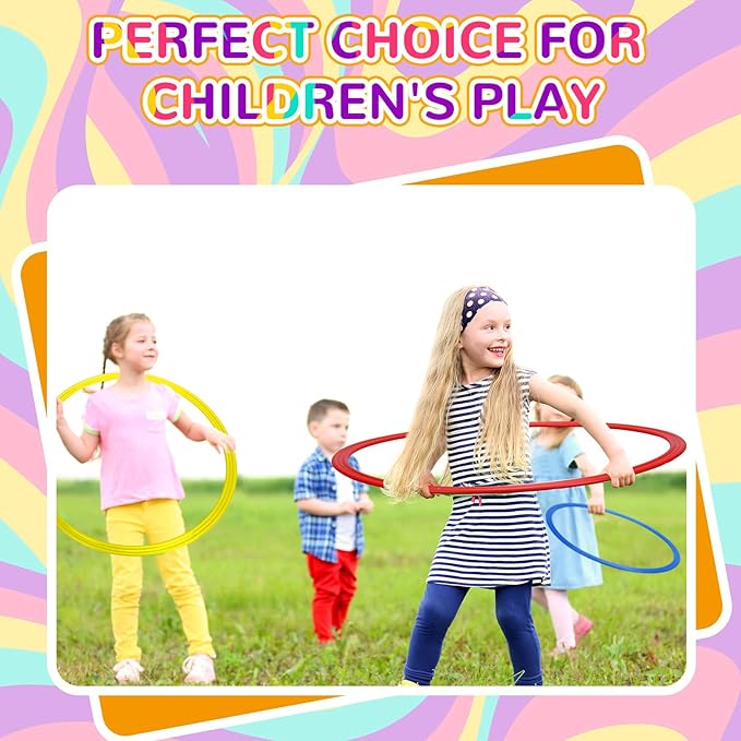 Libima 12 Pcs Obstacle Course Ring Set 16 Inch 28 Inch Hoop Plastic Toys Exercise Hoops Bulk for Little Teens Adults Party Games Educational Activities Holiday Decoration Gymnastics, 4 Colors