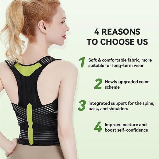 Posture Corrector for Women and Men, Invisible Full Back Support Brace with Enhanced Breathable Mesh, Shoulder Straightener for Back & Neck Pain Relief, Scoliosis & Posture Improvement, Medium