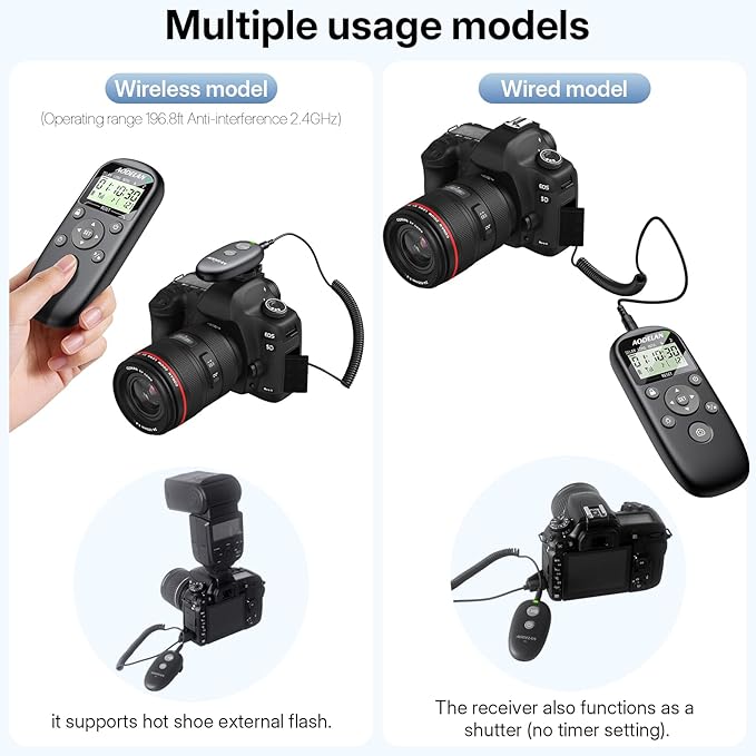 for Sony Camera Rechargeable Remote Shutter Release with Interval Timer - Aodelan Wireless Intervalometer Remote Control for sony ZV-E10 II, A7 IV, A7R V, A9 III, A7S III, A6600, A6500,ZV-1, RX100 VII