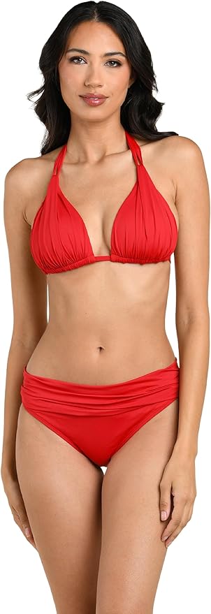 Island Goddess Rouched Halter Bikini Swimsuit Top