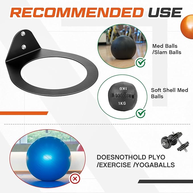 Gisafai Medicine Ball Holder Storage Wall Mounted Slam Med Exercise Ball Rack 8.9 in Inside Diameter, 88 Lbs for Gym Heavy Duty Basket Sports Garage Home Commercial