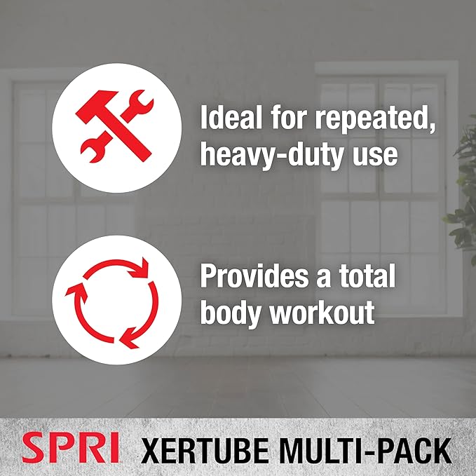 SPRI Xertube Resistance Bands with Handles – All Exercise Cords Sold Separately with Home Gym Workout Fitness Door Anchor Attachment Option -SPRI XERTUBES 4 Multi-Pack - Multi