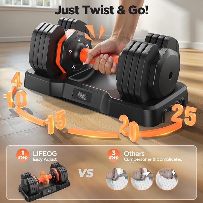2026 Updated Adjustable Dumbbell Set of 2, 110lbs/50lbs Weights Dumbbell Set with Storage Box, 25lbs/55lbs Adjustable Weights with Anti-slip Silicone Grip, Weight Set For Home Gym Suit both Men and Women