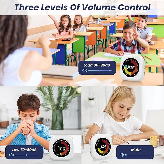 PERSUPER Visual Timer for Kids, 10 Hours Countdown/Up, with Rechargeable, 3 Volume Levels, 3 Brightness Display, and Magnetic, Homeschool Study Tool, Large Digital Timers for Classroom, Kitchen