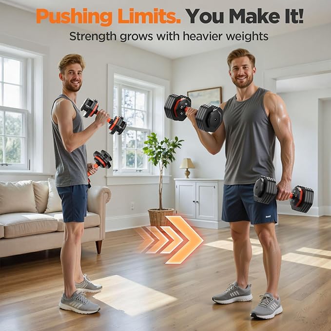 2026 Updated Adjustable Dumbbell Set of 2, 110lbs/50lbs Weights Dumbbell Set with Storage Box, 25lbs/55lbs Adjustable Weights with Anti-slip Silicone Grip, Weight Set For Home Gym Suit both Men and Women